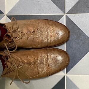 Shimmering MizMooz Gold Lace-Up Boots